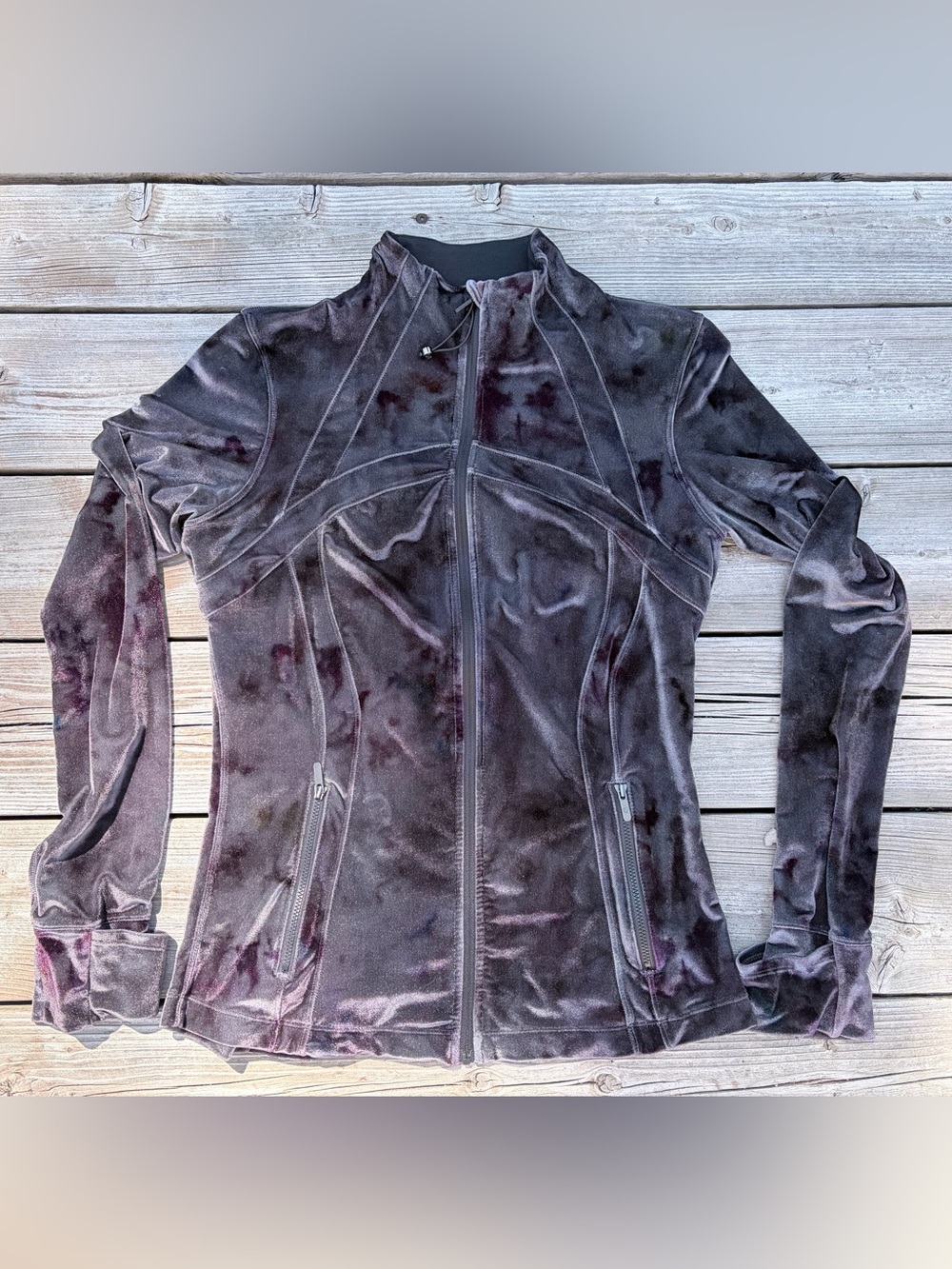 lululemon athletica Dark Grey/Purple Velour Define Jacket with zipper
